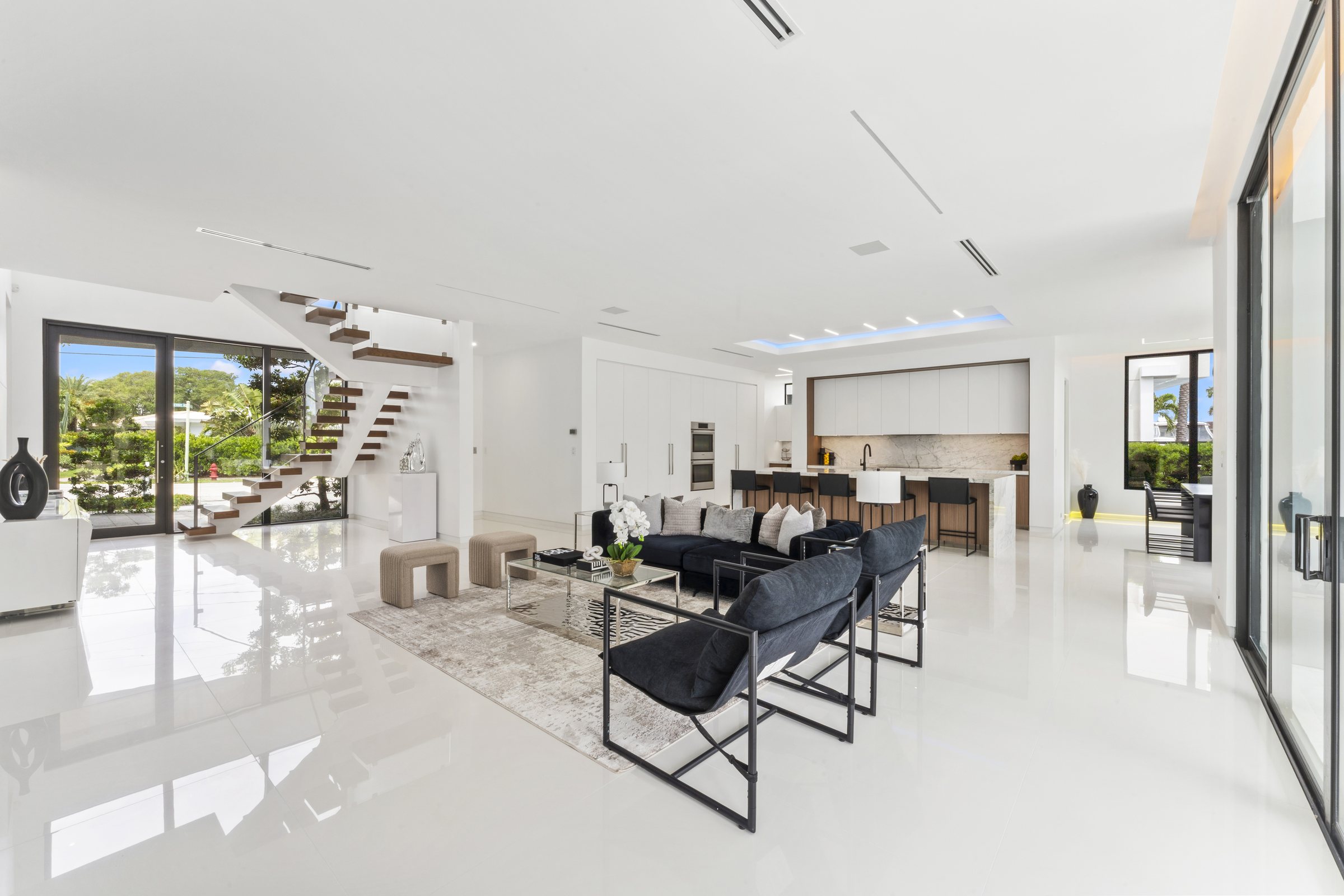 Great Room Toward the Water at Casa Aqua, 4232 E Tradewinds Ave, Lauderdale-by-the-Sea