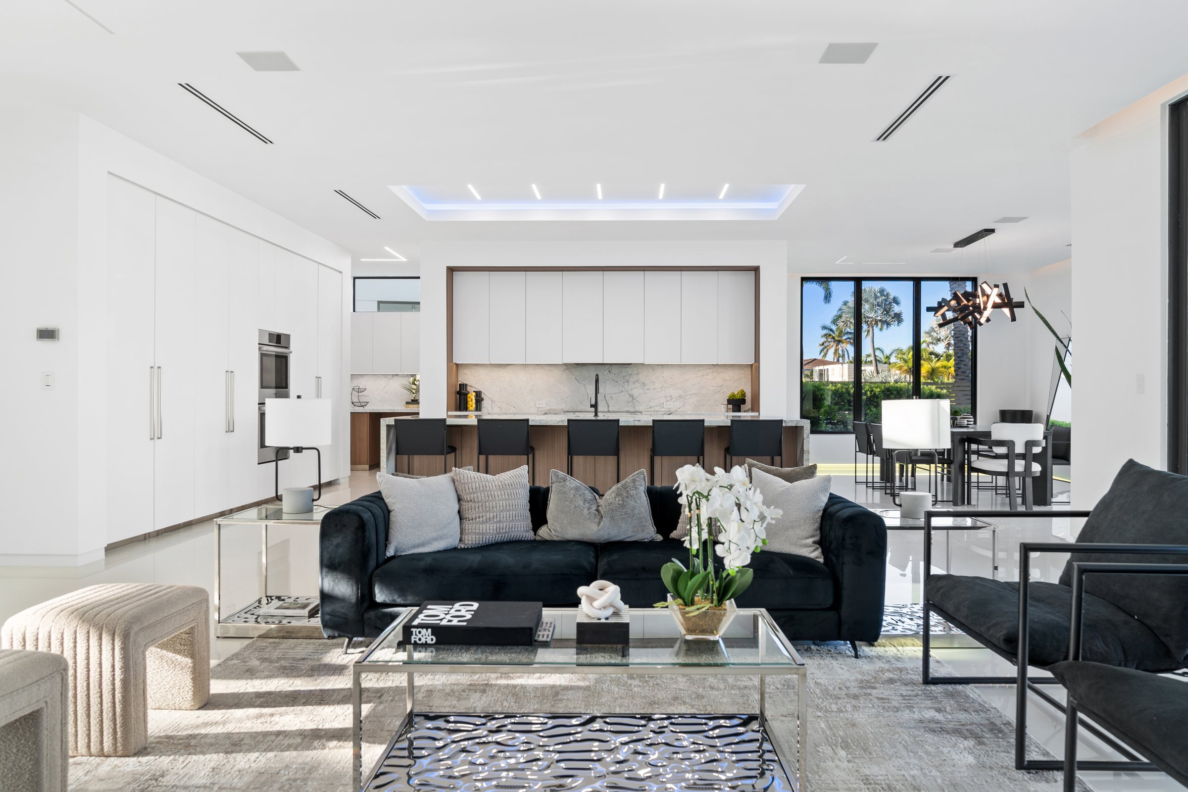 Living Space Toward the Terrace at Casa Aqua, 4232 E Tradewinds Ave, Lauderdale-by-the-Sea