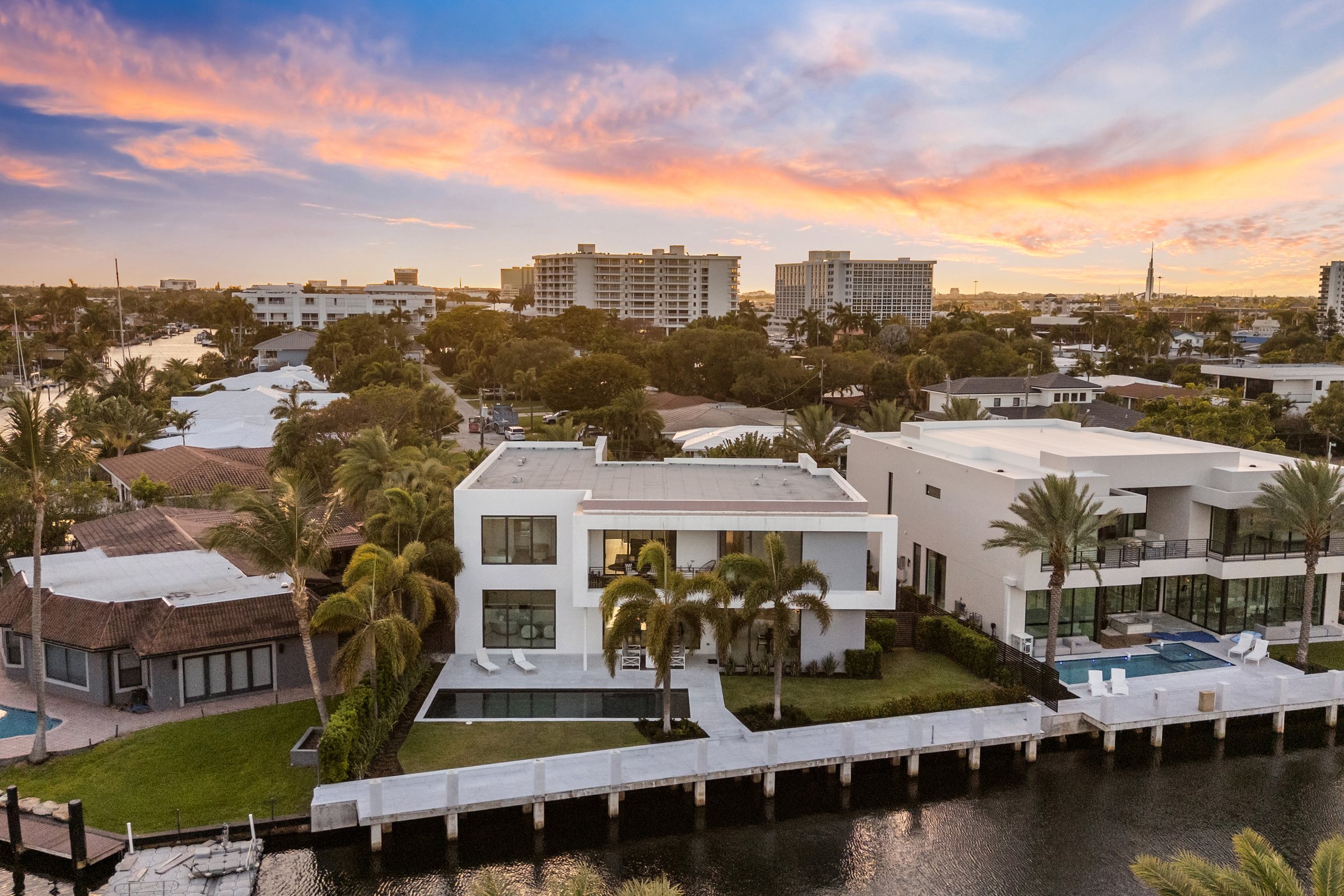 Sunset Aerial at Casa Aqua, 4232 E Tradewinds Ave, Lauderdale-by-the-Sea